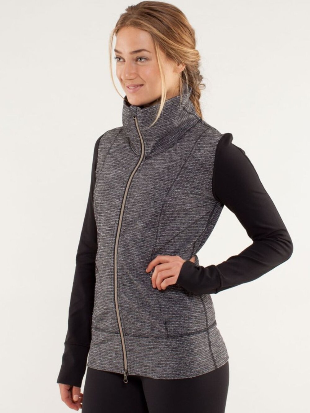 Lululemon Daily Yoga Jacket Coco Pique Black/Grey size 12